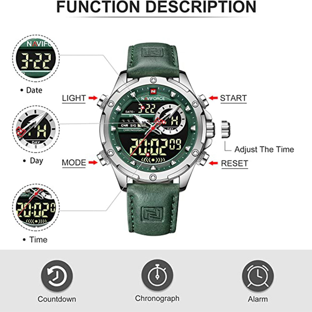 Naviforce Green Dual Time Exclusive Collection for Men