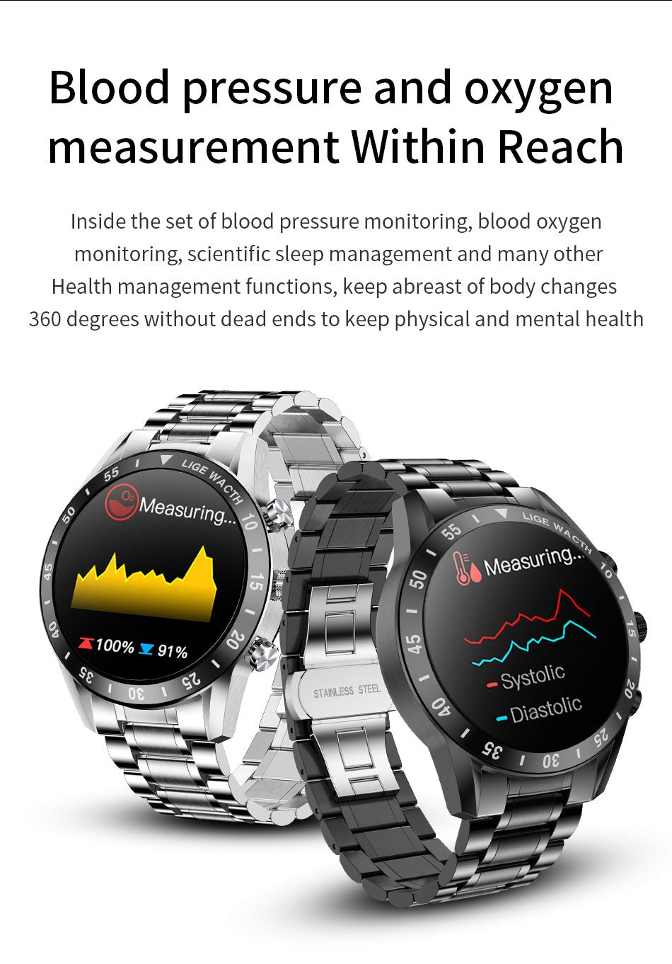 LIGE Men's Smart Watch Black Edition