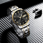 Poedagar - Silver and Gold Stainless Steel Men's Watch with Black Dial