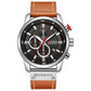 Curren Brown Leather Strap Men's Watch with Black Dial