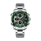 Naviforce Silver & Green Dual Time Edition Watch for Men