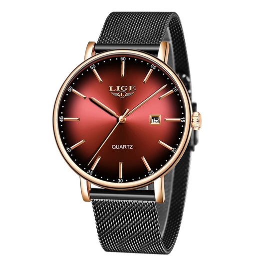 LIGE Mesh Belt Ultra-thin Women Watch