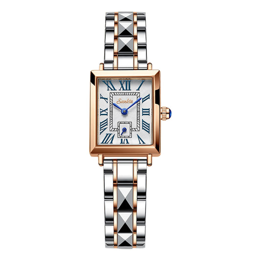 Sunkta Luxury Square Watch Silver and Gold Edition