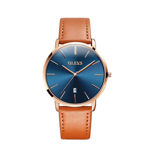 Olevs French Classic Mens Watch With Blue Dial