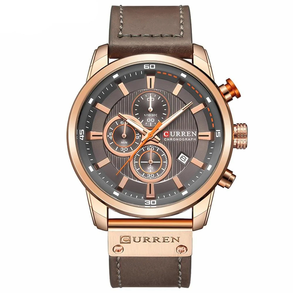 Curren Brown Leather Strap Men's Quartz Watch