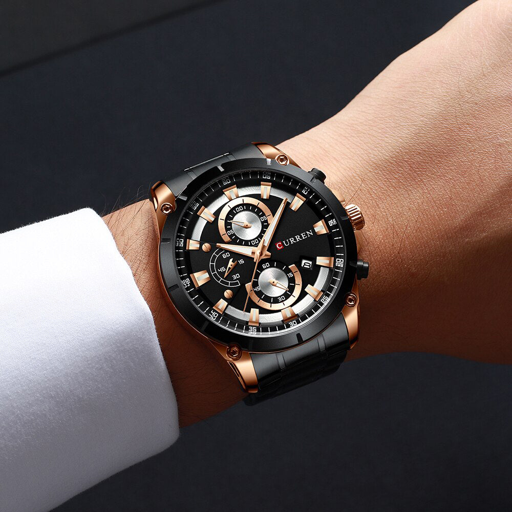 Curren Black Quartz Movement Luxury Men's Watches