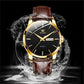 OLEVS - Luxury Men's Watches with Brown Leather Strap and Black Dial