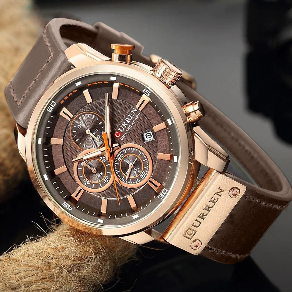 Curren Brown Leather Strap Men's Quartz Watch – Watch Empire SA