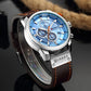 Curren Brown Leather Strap Men's Watch with Blue Dial