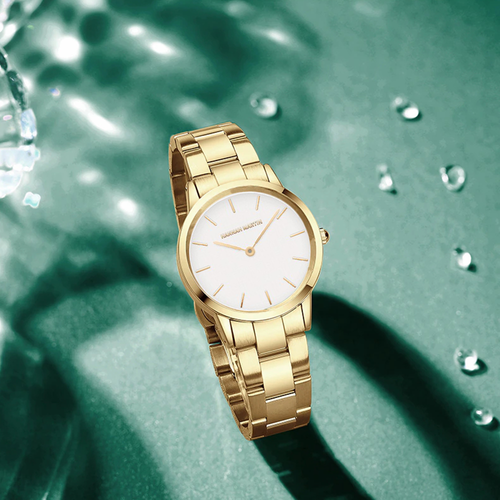 Hannah Martin Elegant Golden Stainless steel Womans Watch