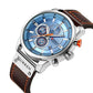 Curren Brown Leather Strap Men's Watch with Blue Dial