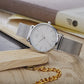 Shengke stainles steel silver womans watch