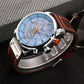 Curren Brown Leather Strap Men's Watch with Blue Dial