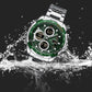 Naviforce Silver & Green Dual Time Edition Watch for Men