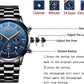 Lige Luxury Stainless Steel Watch for Men - Black with Blue Dial
