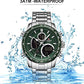 Naviforce Formal Silver & Green Dual Time Mens Watch