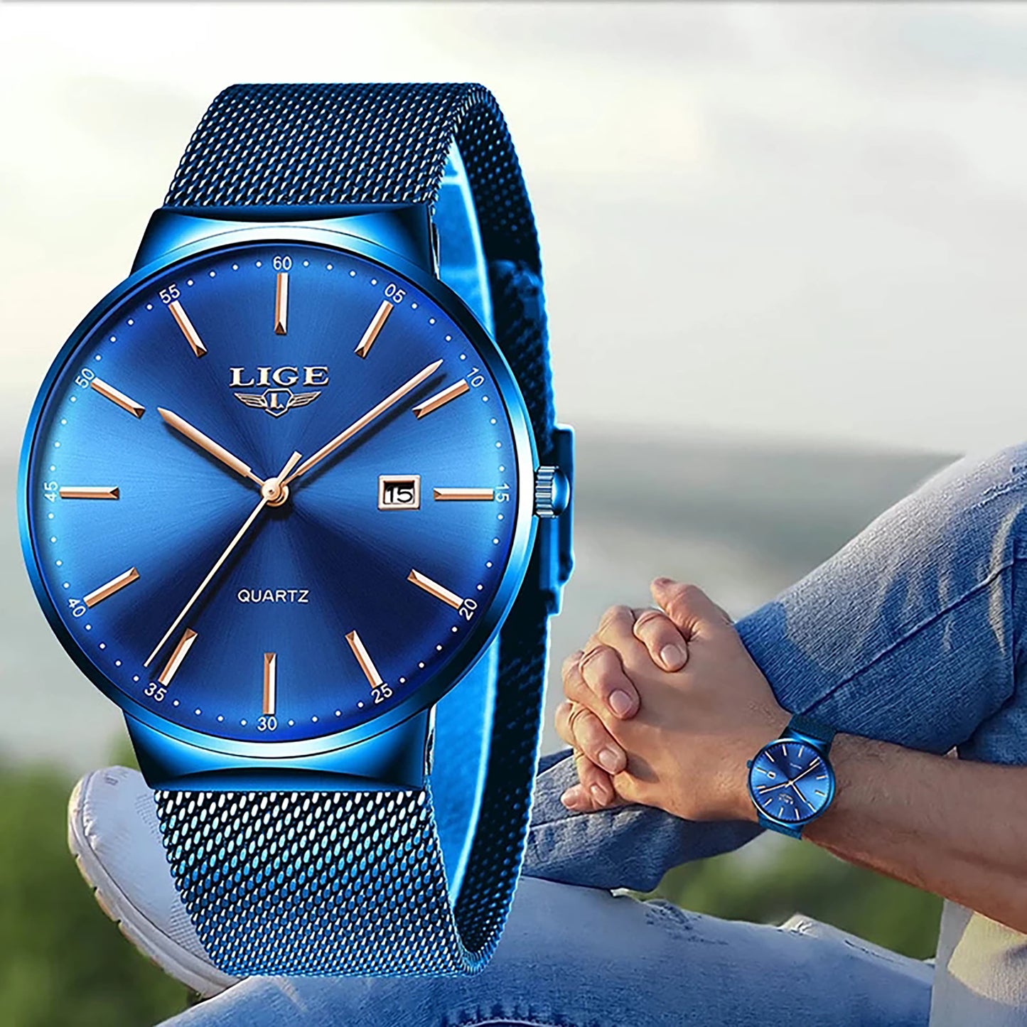 LIGE Men Quartz Watch Fashion Top Luxury Brand business Watches