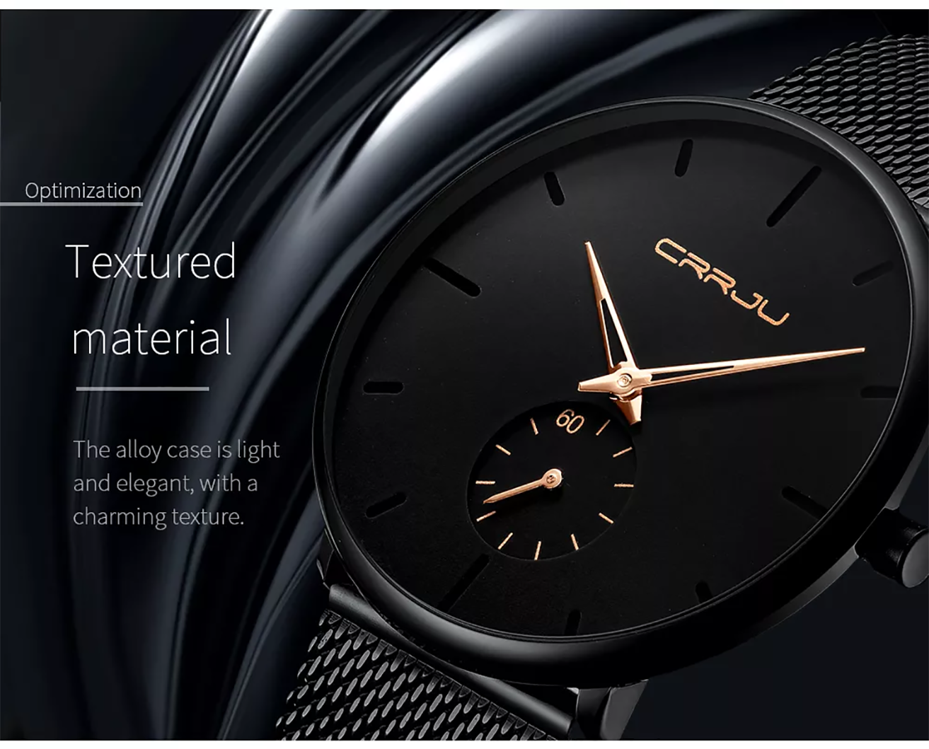 CRRJU Minimalist Ultra-Thin Stainless Steel Wristwatch