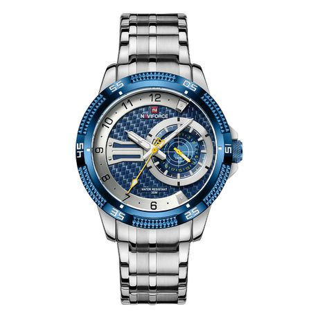 Naviforce Winning Shot Sliver & Blue Watch for Men