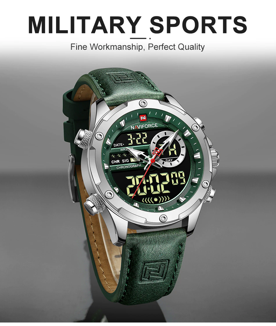 Naviforce Green Dual Time Exclusive Collection for Men