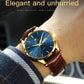 OLEVS - Brown Leather Strap with Blue Dial, Watch for Men