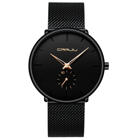 CRRJU Minimalist Ultra-Thin Stainless Steel Wristwatch