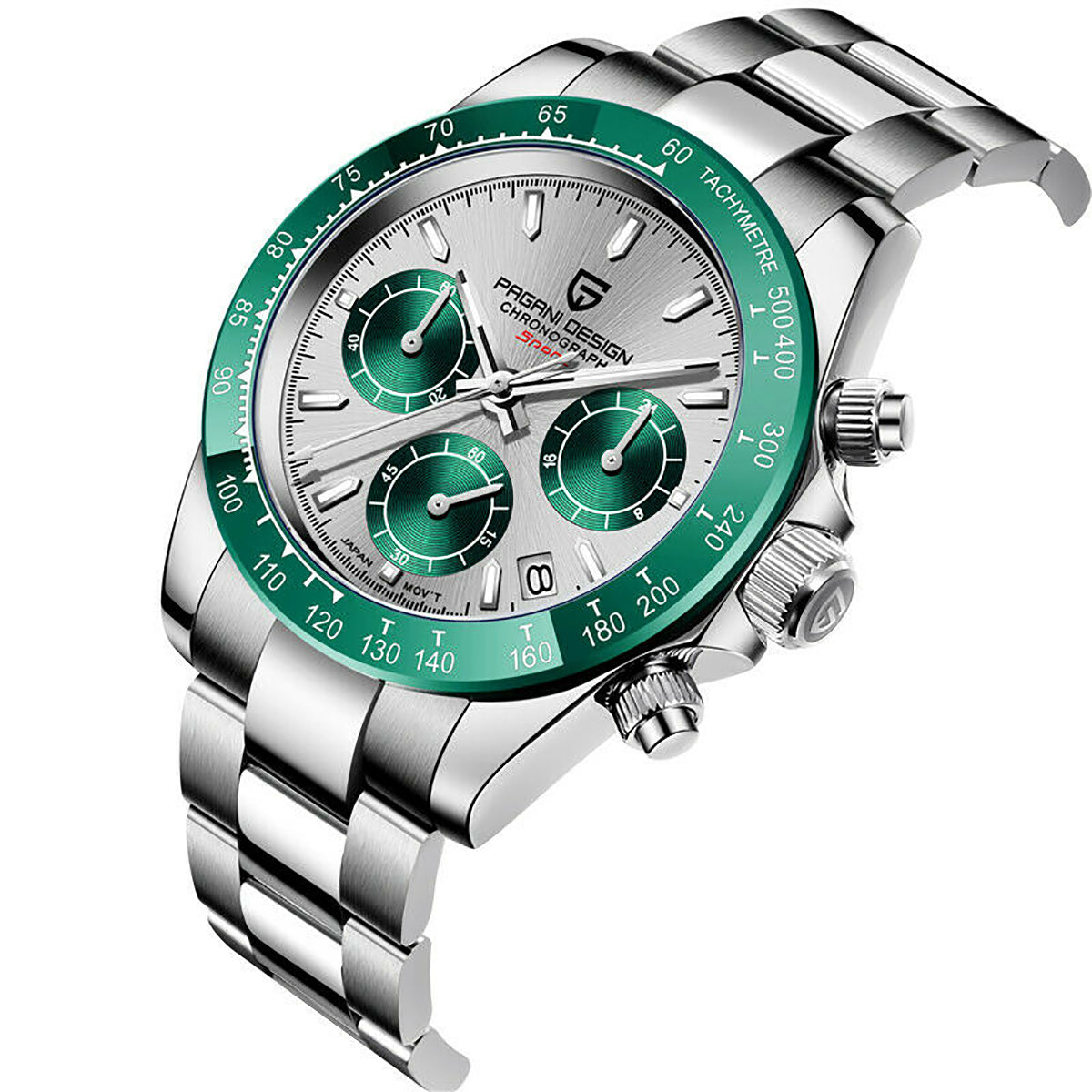 Pagani Design Formal Mens Watch With Elegant Green and Silver Dial